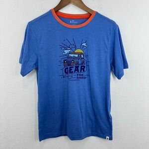 Cotopaxi Kids Are We There Yet Organic Graphic T-Shirt Size XL Lupine Blue NWT